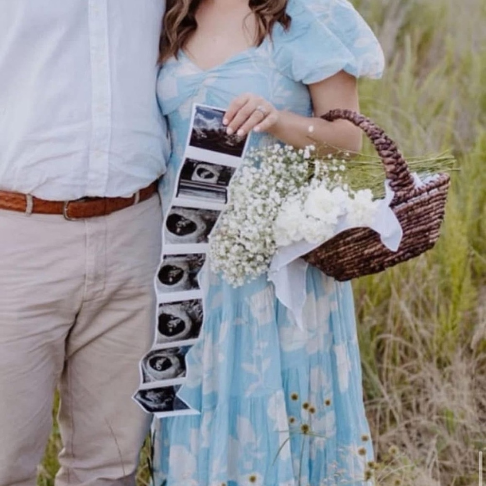 Blue Floral Puff Sleeve Free People Dress